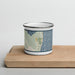 Front View Custom Jekyll Island Georgia Map Enamel Mug in Woodblock on Cutting Board