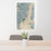 24x36 Jersey City New Jersey Map Print Portrait Orientation in Afternoon Style Behind 2 Chairs Table and Potted Plant