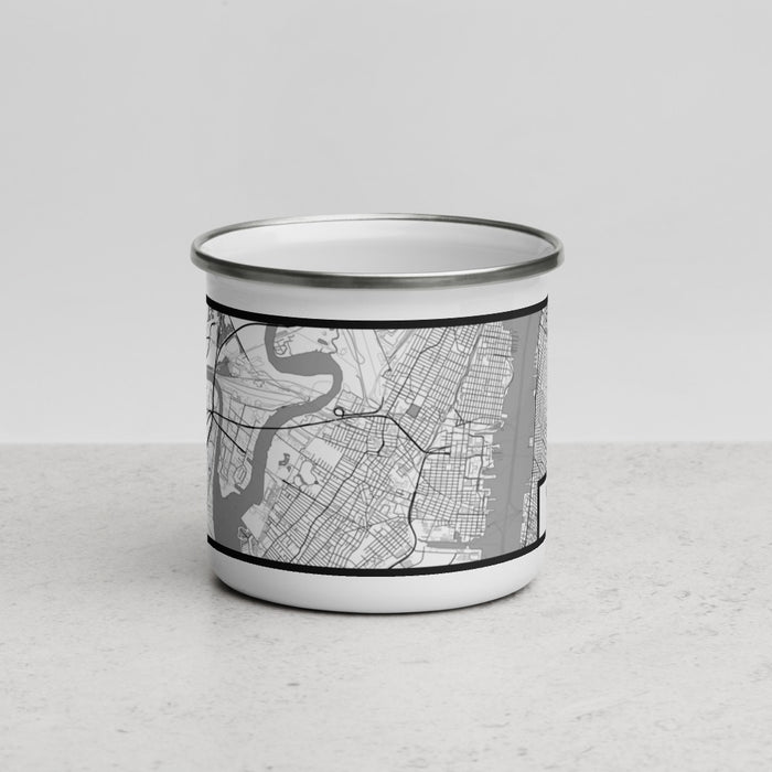 Front View Custom Jersey City New Jersey Map Enamel Mug in Classic