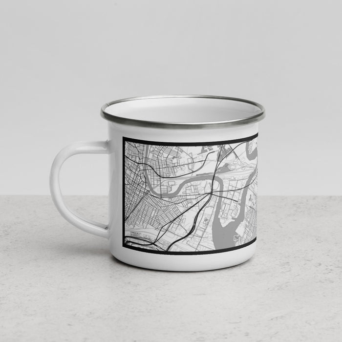 Left View Custom Jersey City New Jersey Map Enamel Mug in Classic