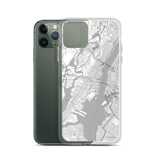 Custom Jersey City New Jersey Map Phone Case in Classic on Table with Laptop and Plant