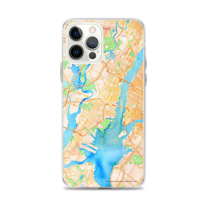 Custom Jersey City New Jersey Map iPhone 12 Pro Max Phone Case in Watercolor