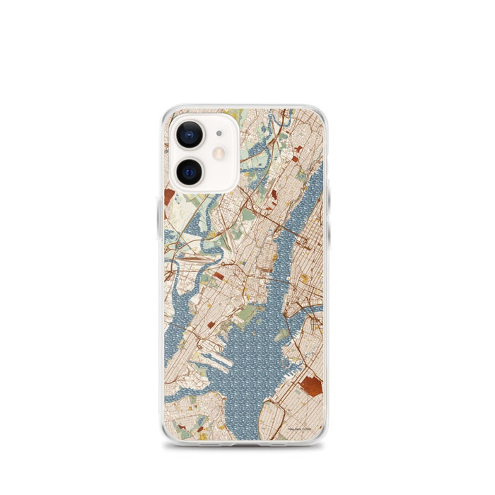 Custom Jersey City New Jersey Map iPhone 12 mini Phone Case in Woodblock