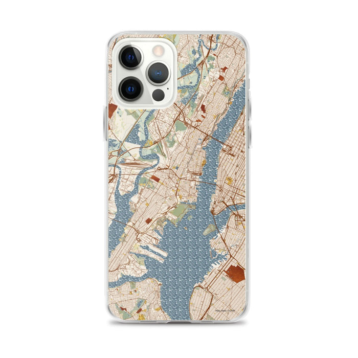 Custom Jersey City New Jersey Map iPhone 12 Pro Max Phone Case in Woodblock