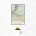 12x18 Jim Thorpe Pennsylvania Map Print Portrait Orientation in Woodblock Style With Small Cactus Plant in White Planter