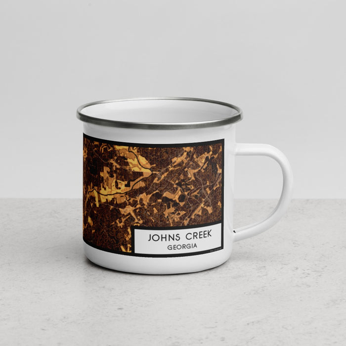 Right View Custom Johns Creek Georgia Map Enamel Mug in Ember