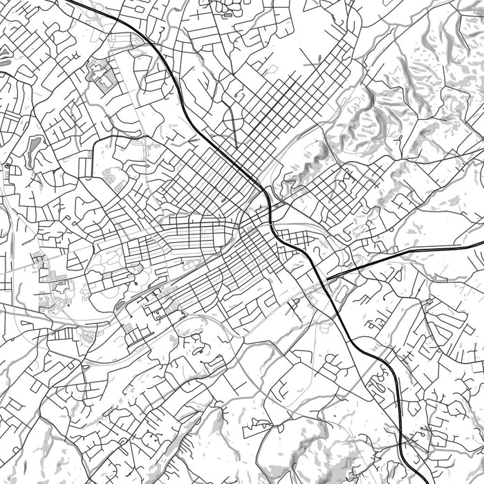 Johnson City Tennessee Map Print in Classic Style Zoomed In Close Up Showing Details