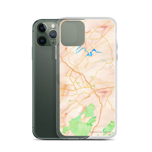 Custom Johnson City Tennessee Map Phone Case in Watercolor on Table with Laptop and Plant