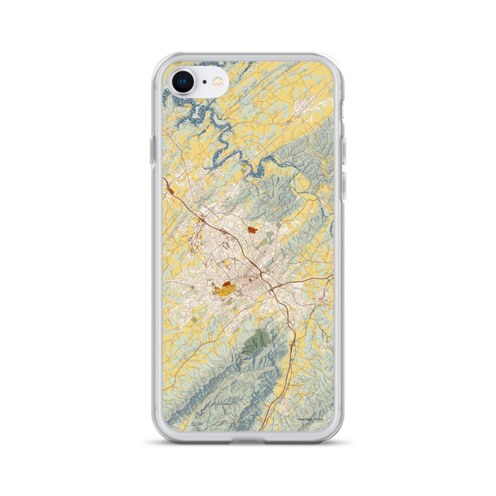 Custom Johnson City Tennessee Map iPhone SE Phone Case in Woodblock