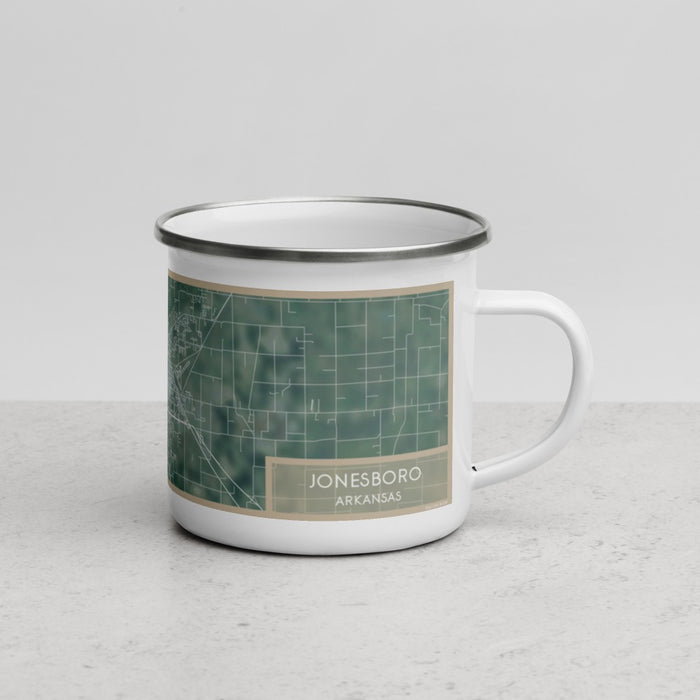 Right View Custom Jonesboro Arkansas Map Enamel Mug in Afternoon