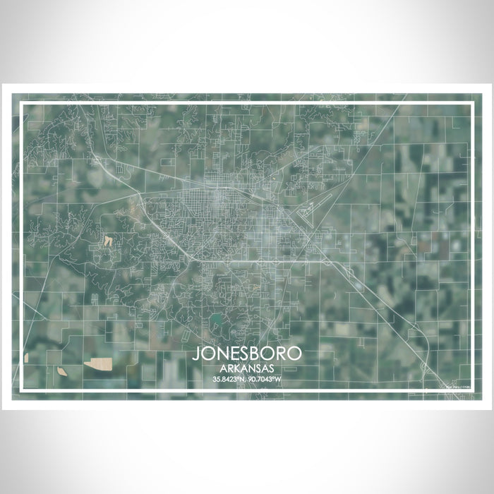 Jonesboro Arkansas Map Print Landscape Orientation in Afternoon Style With Shaded Background