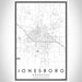 Jonesboro Arkansas Map Print Portrait Orientation in Classic Style With Shaded Background