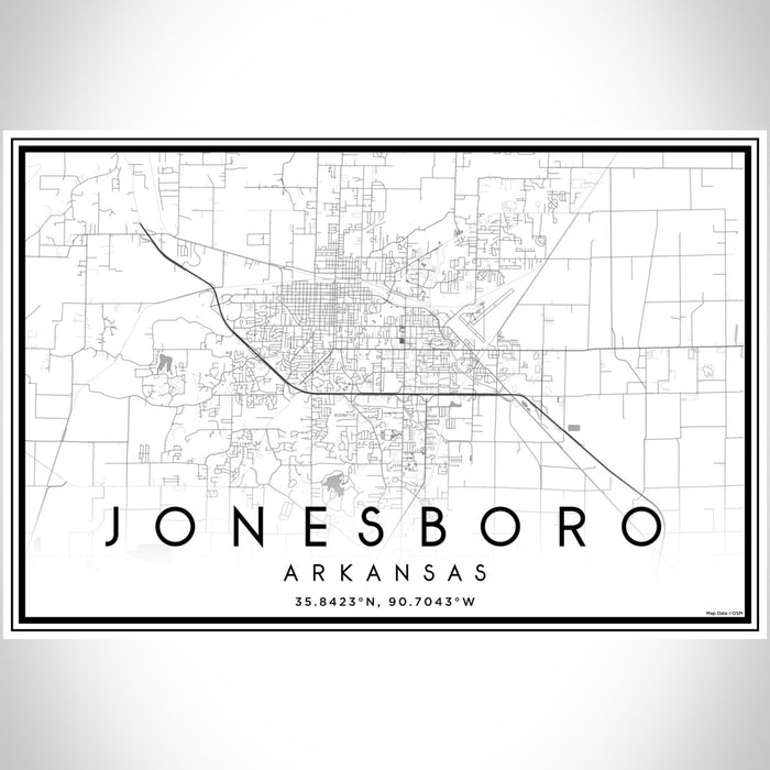 Jonesboro Arkansas Map Print Landscape Orientation in Classic Style With Shaded Background