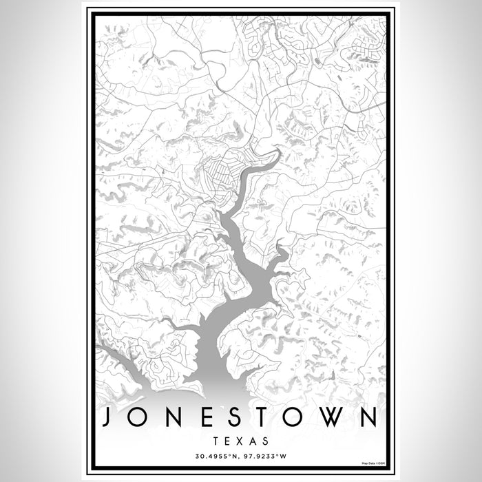 Jonestown Texas Map Print Portrait Orientation in Classic Style With Shaded Background