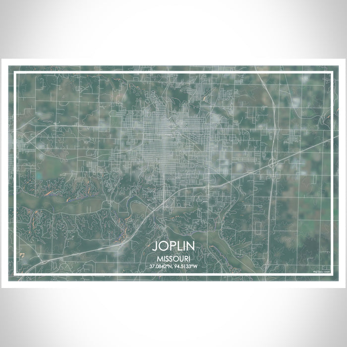 Joplin Missouri Map Print Landscape Orientation in Afternoon Style With Shaded Background