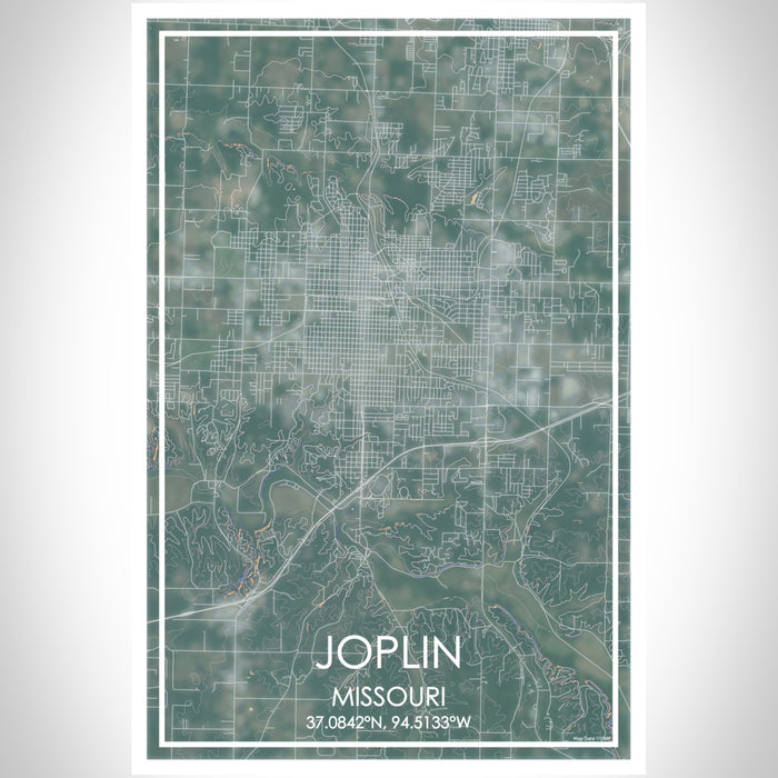 Joplin Missouri Map Print Portrait Orientation in Afternoon Style With Shaded Background
