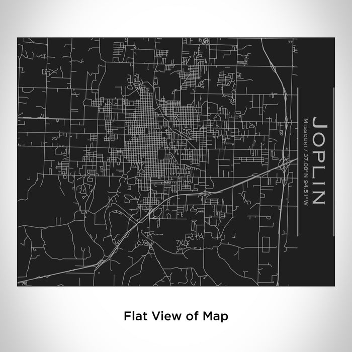 Rendered View of Joplin Missouri Map Engraving on 20oz Stainless Steel Insulated Bottle with Bamboo Top in Black