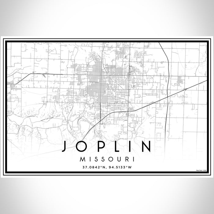 Joplin Missouri Map Print Landscape Orientation in Classic Style With Shaded Background