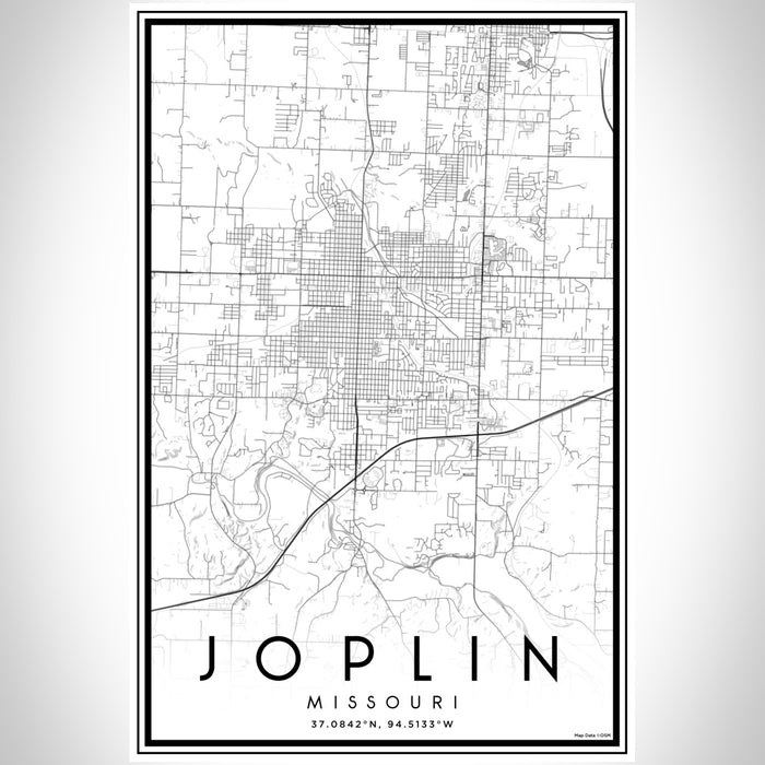 Joplin Missouri Map Print Portrait Orientation in Classic Style With Shaded Background