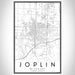 Joplin Missouri Map Print Portrait Orientation in Classic Style With Shaded Background