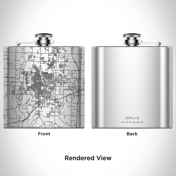 Rendered View of Joplin Missouri Map Engraving on 6oz Stainless Steel Flask