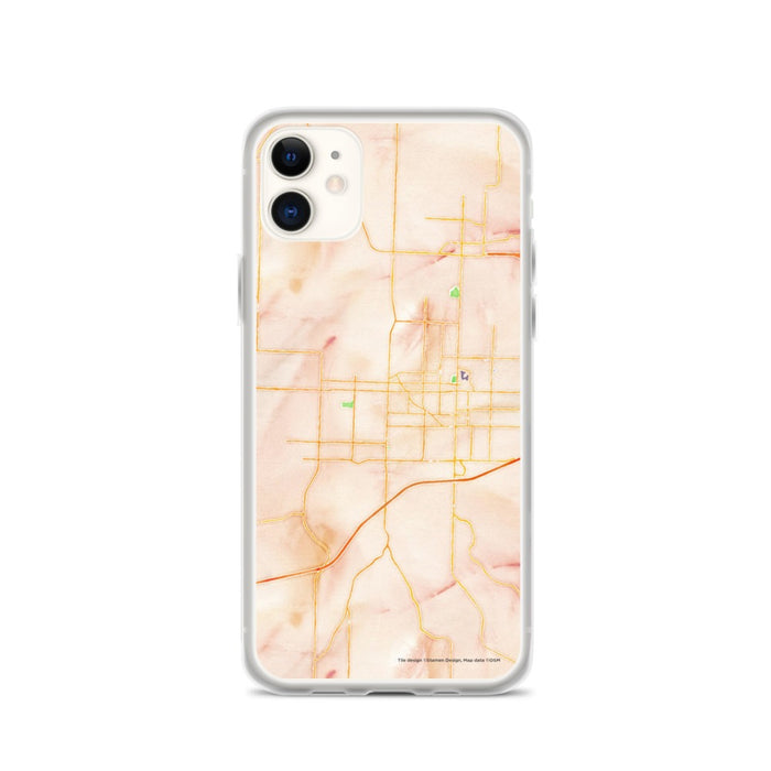 Custom iPhone 11 Joplin Missouri Map Phone Case in Watercolor