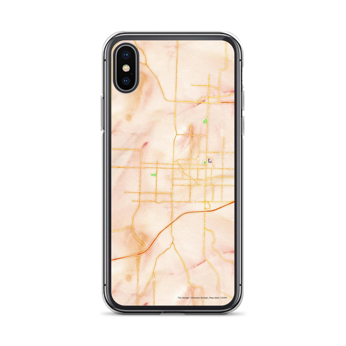 Custom iPhone X/XS Joplin Missouri Map Phone Case in Watercolor