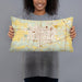 Person holding 20x12 Custom Joplin Missouri Map Throw Pillow in Woodblock