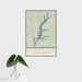 16x24 Jordan Lake North Carolina Map Print Portrait Orientation in Woodblock Style With Tropical Plant Leaves in Water