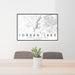 24x36 Jordan Lake North Carolina Map Print Lanscape Orientation in Classic Style Behind 2 Chairs Table and Potted Plant