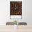 24x36 Jordan Lake North Carolina Map Print Portrait Orientation in Ember Style Behind 2 Chairs Table and Potted Plant