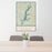 24x36 Jordan Lake North Carolina Map Print Portrait Orientation in Woodblock Style Behind 2 Chairs Table and Potted Plant