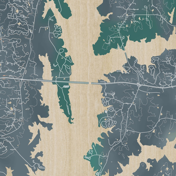 Jordan Lake North Carolina Map Print in Afternoon Style Zoomed In Close Up Showing Details