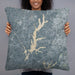 Person holding 22x22 Custom Jordan Lake North Carolina Map Throw Pillow in Afternoon