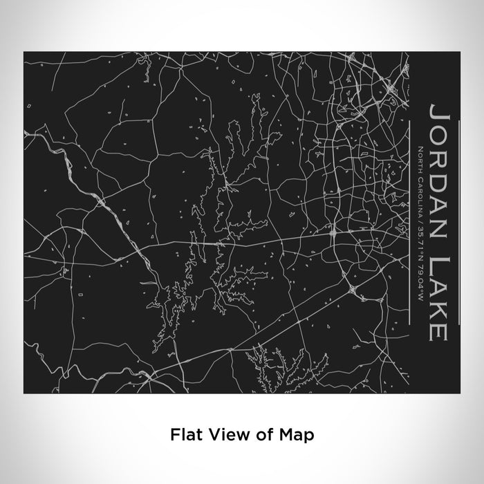 Rendered View of Jordan Lake North Carolina Map Engraving on 20oz Stainless Steel Insulated Bottle with Bamboo Top in Black