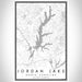 Jordan Lake North Carolina Map Print Portrait Orientation in Classic Style With Shaded Background