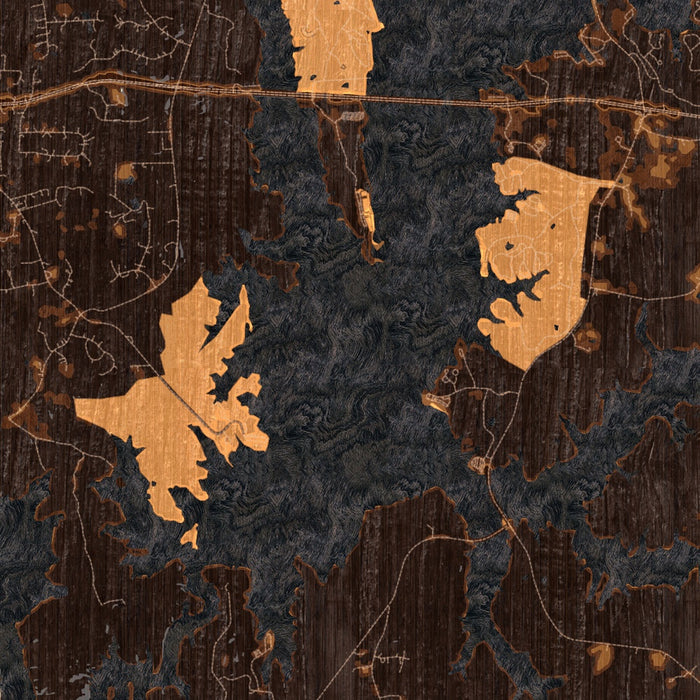 Jordan Lake North Carolina Map Print in Ember Style Zoomed In Close Up Showing Details