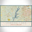 Jordan Lake North Carolina Map Print Landscape Orientation in Woodblock Style With Shaded Background