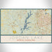 Jordan Lake North Carolina Map Print Landscape Orientation in Woodblock Style With Shaded Background