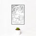 12x18 Joshua Tree National Park Map Print Portrait Orientation in Classic Style With Small Cactus Plant in White Planter