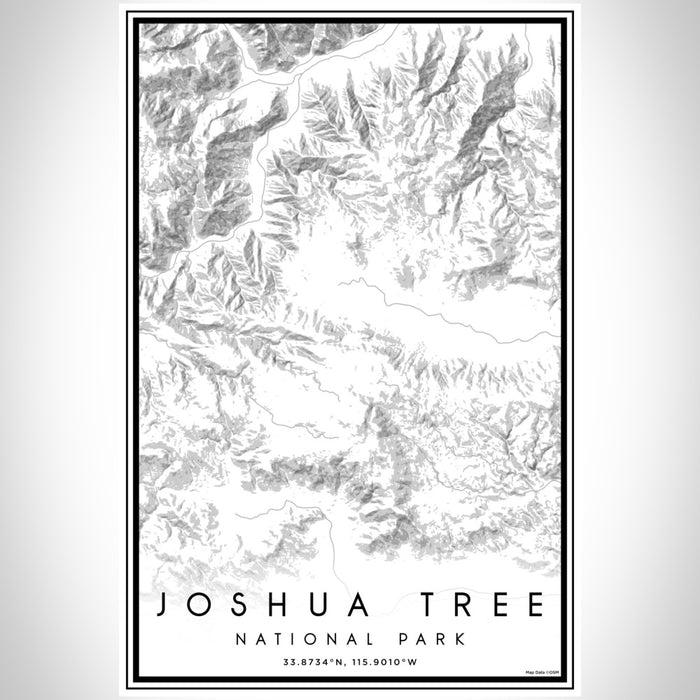 Joshua Tree National Park Map Print Portrait Orientation in Classic Style With Shaded Background