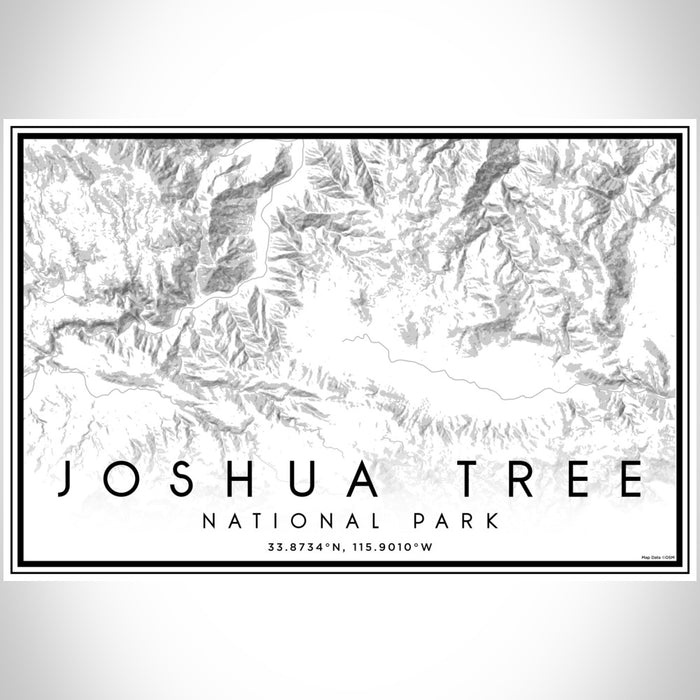Joshua Tree National Park Map Print Landscape Orientation in Classic Style With Shaded Background