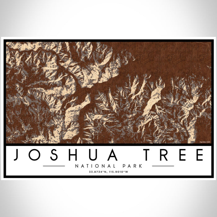 Joshua Tree National Park Map Print Landscape Orientation in Ember Style With Shaded Background