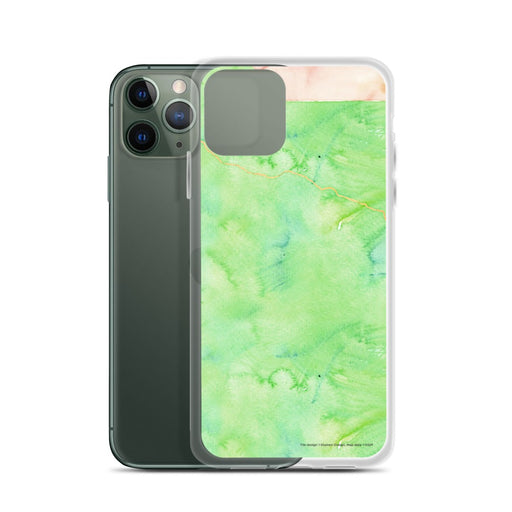 Custom Joshua Tree National Park Map Phone Case in Watercolor on Table with Laptop and Plant