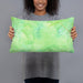 Person holding 20x12 Custom Joshua Tree National Park Map Throw Pillow in Watercolor