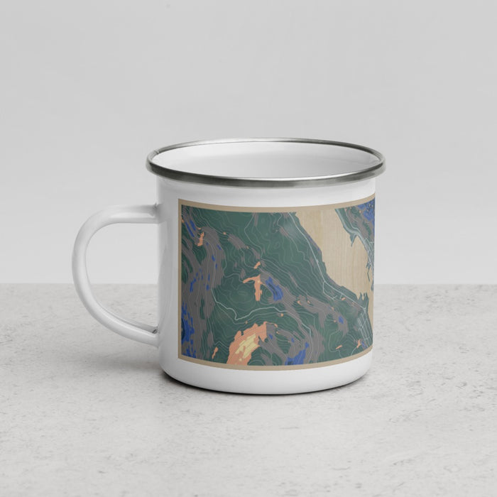Left View Custom Juneau Alaska Map Enamel Mug in Afternoon