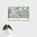 16x24 Juneau Alaska Map Print Landscape Orientation in Woodblock Style With Tropical Plant Leaves in Water