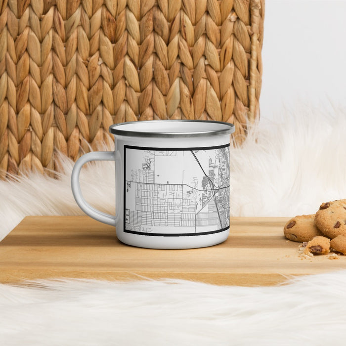 Left View Custom Jupiter Florida Map Enamel Mug in Classic on Table Top