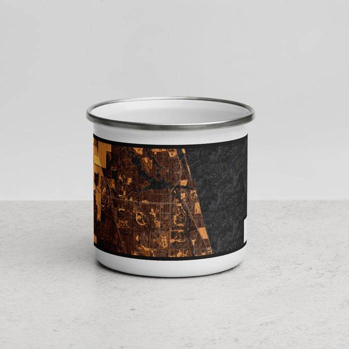 Front View Custom Jupiter Florida Map Enamel Mug in Ember