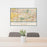 24x36 Jurupa Valley California Map Print Lanscape Orientation in Woodblock Style Behind 2 Chairs Table and Potted Plant